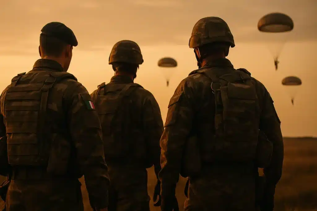 ```json { "altText": "Parachutistes du 1er régiment chasseur parachutiste en exercice militaire au coucher du soleil", "caption": "Entraînement opérationnel des soldats du 1er régiment chasseur parachutiste lors d'une mission de préparation tactique.", "description": "Parachutistes du 1er régiment chasseur parachutiste photographiés durant un exercice d'entraînement au crépuscule. Cette image illustre le professionnalisme et la rigueur des forces aéroportées françaises, unité d'élite spécialisée dans les opérations spéciales et les missions de reconnaissance. Contexte parfait pour comprendre les missions et l'intégration au sein de ce régiment prestigieux en 2026." } ```
