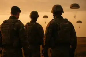 ```json { "altText": "Parachutistes du 1er régiment chasseur parachutiste en exercice militaire au coucher du soleil", "caption": "Entraînement opérationnel des soldats du 1er régiment chasseur parachutiste lors d'une mission de préparation tactique.", "description": "Parachutistes du 1er régiment chasseur parachutiste photographiés durant un exercice d'entraînement au crépuscule. Cette image illustre le professionnalisme et la rigueur des forces aéroportées françaises, unité d'élite spécialisée dans les opérations spéciales et les missions de reconnaissance. Contexte parfait pour comprendre les missions et l'intégration au sein de ce régiment prestigieux en 2026." } ```