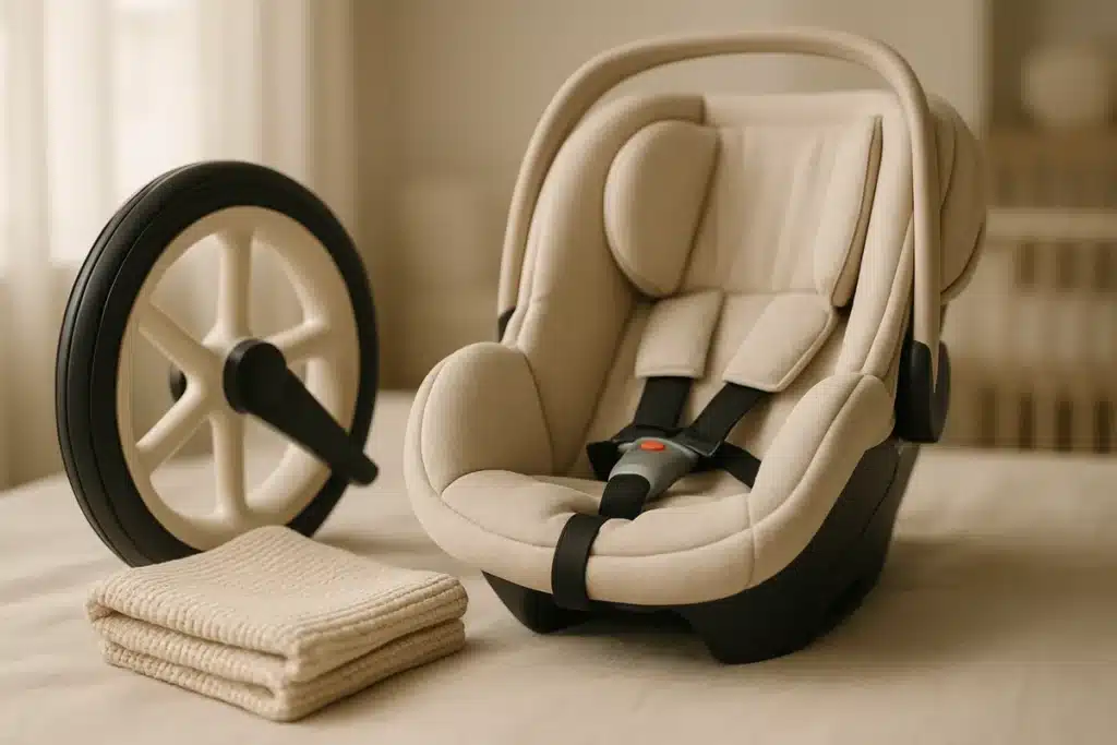 ```json { "altText": "Produits bébé confort bébé confort premium disposés sur surface neutre avec poussette et siège auto", "caption": "Sélection de produits bébé confort haut de gamme pour équiper votre nursery en 2026.", "description": "Collection de produits bébé confort bébé confort disposés dans une mise en scène élégante et minimaliste. Cette image illustre les éléments essentiels à considérer avant l'achat : qualité des matériaux, design ergonomique et sécurité des équipements pour bébé. Photographie lifestyle professionnelle présentant l'univers des produits de puériculture premium dans une ambiance chaleureuse et rassurante." } ```