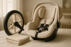 ```json { "altText": "Produits bébé confort bébé confort premium disposés sur surface neutre avec poussette et siège auto", "caption": "Sélection de produits bébé confort haut de gamme pour équiper votre nursery en 2026.", "description": "Collection de produits bébé confort bébé confort disposés dans une mise en scène élégante et minimaliste. Cette image illustre les éléments essentiels à considérer avant l'achat : qualité des matériaux, design ergonomique et sécurité des équipements pour bébé. Photographie lifestyle professionnelle présentant l'univers des produits de puériculture premium dans une ambiance chaleureuse et rassurante." } ```