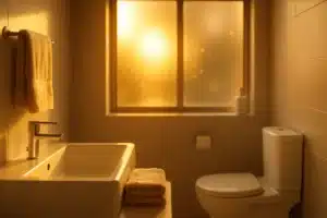 ```json { "altText": "Salle de bain moderne minimaliste baignée de lumière dorée illustrant le contexte golden shower def", "caption": "Environnement de salle de bain serein et hygiénique pour contextualiser les pratiques intimes abordées dans l'article.", "description": "Intérieur de salle de bain contemporain aux tons ambrés et dorés, créant une atmosphère éducative pour accompagner l'article sur la golden shower def. Cette image professionnelle illustre l'importance de l'hygiène et de l'environnement approprié lors de pratiques intimes spécifiques, tout en maintenant une approche visuelle sobre et informative." } ```