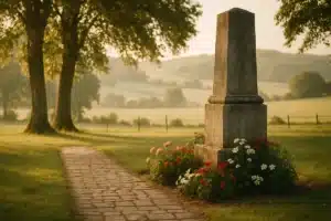 ```json { "altText": "Mémorial paisible dans la campagne sarthoise avec allée fleurie et chênes centenaires - deces sarthe", "caption": "Un lieu de recueillement serein dans la Sarthe, symbolisant le respect et la mémoire des défunts de la région.", "description": "Paysage commémoratif dans la campagne de la Sarthe illustrant l'atmosphère respectueuse des lieux de mémoire. Cette image accompagne les informations sur les avis de décès sarthe et les démarches d'obsèques dans le département. Le cadre naturel et apaisant reflète l'importance du recueillement lors de la consultation des avis mortuaires récents." } ```